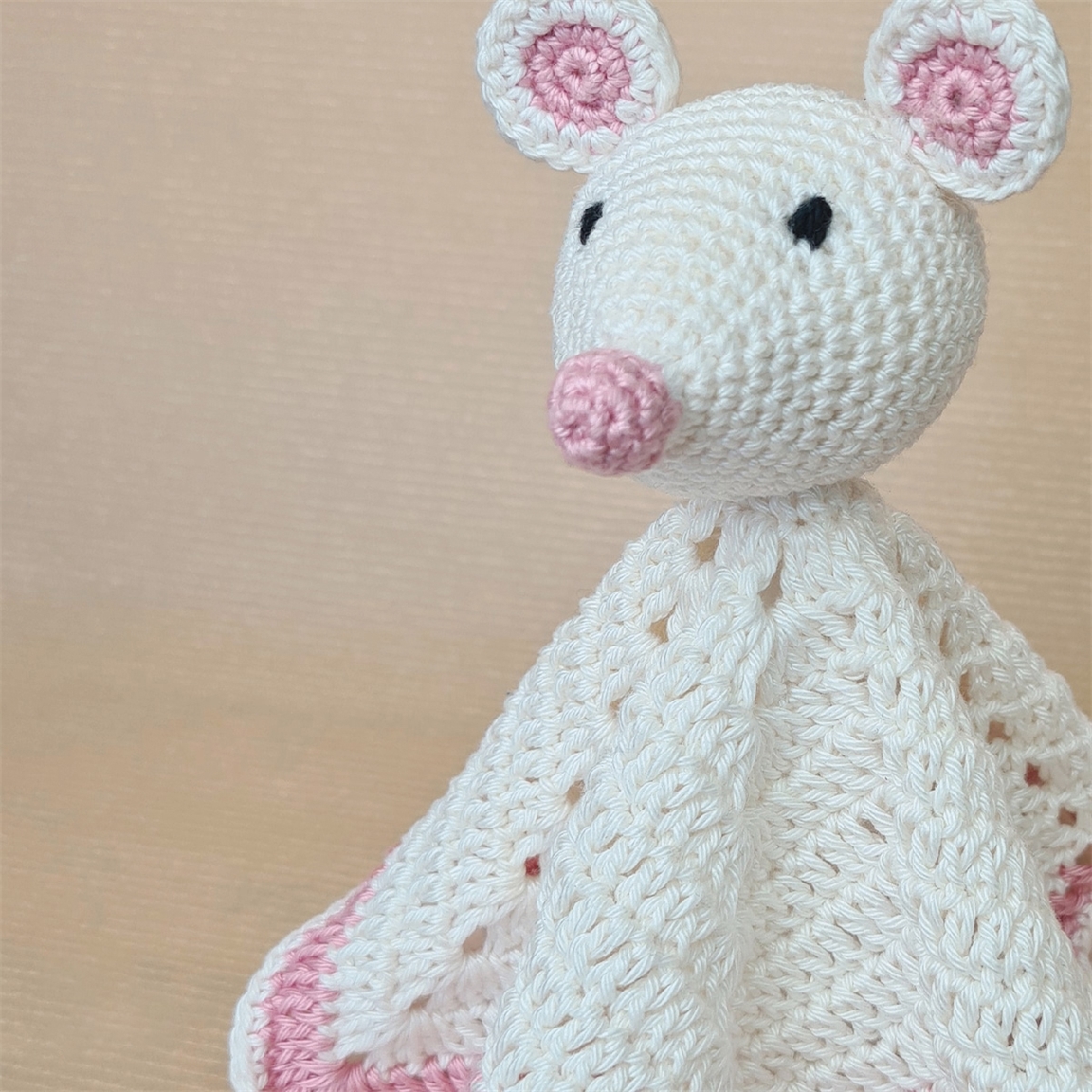 Doudou crochet en laine Chat vintage réalisé main laine et rembourrage  grande taille -  France