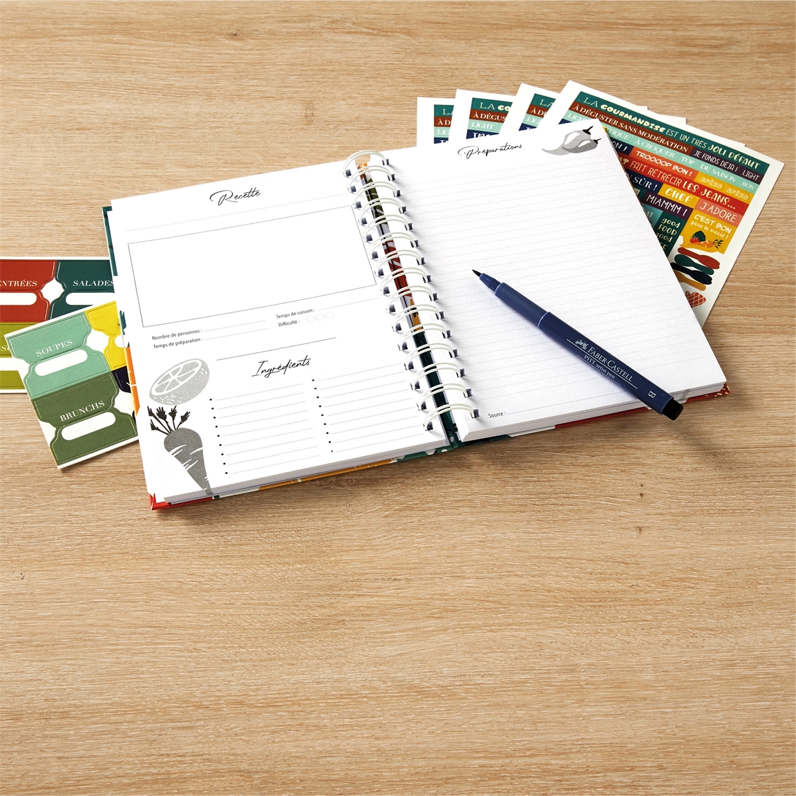 Kit carnet de recettes personnalisable - 200 pages - Carnet scrapbooking -  Creavea