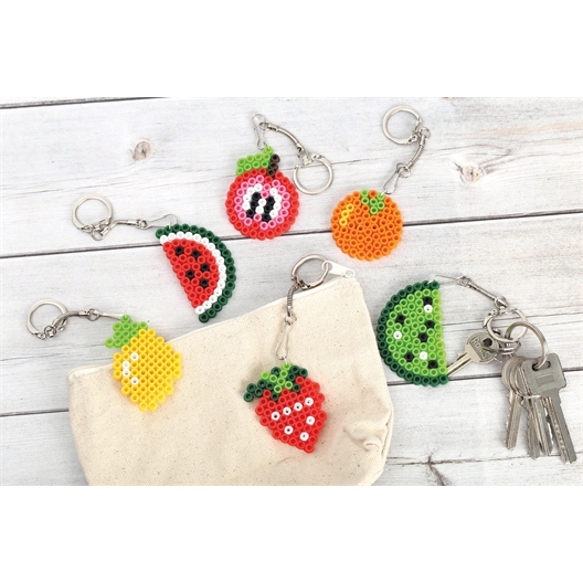 Kit perles à repasser 6 porte-clés fruits