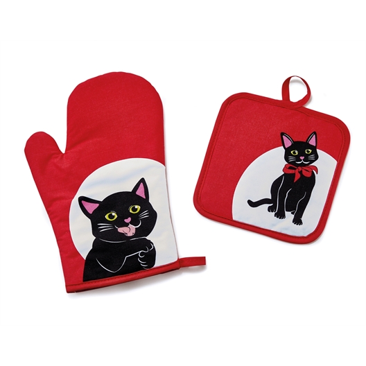 Ensemble tablier chaton et maniques