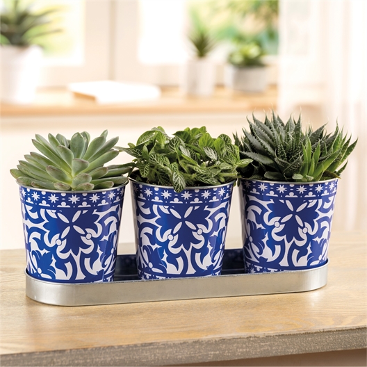 Set de 3 pots carreaux de ciment