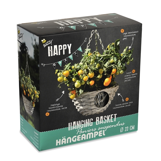 Panier suspendu tomates jaunes