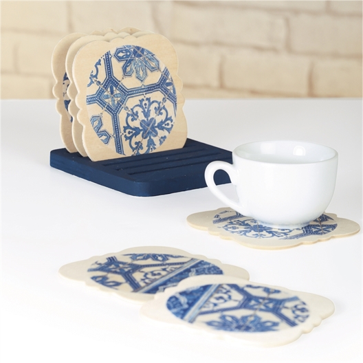 Lot de 6 sous-verres en bois à personnaliser