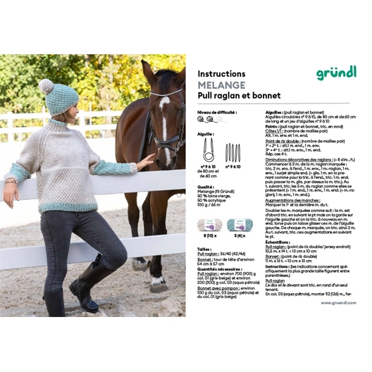 Modèle tricot Mélange pull et bonnet n°1