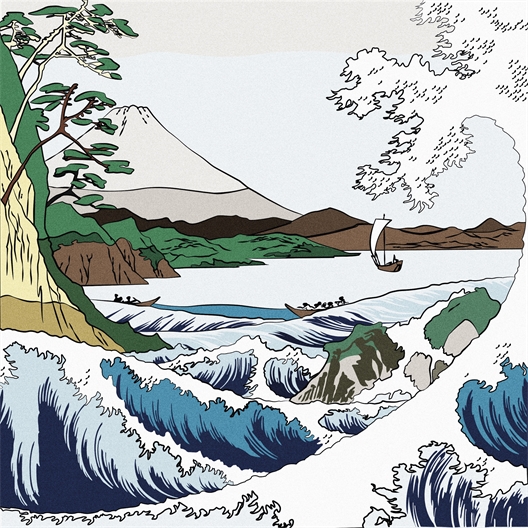 Set de 4 peintures collection soleil levant