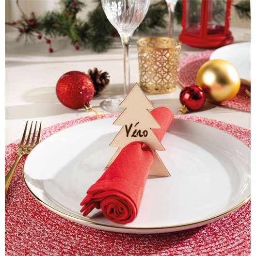 Lot de 4 ronds de serviette Sapin bois