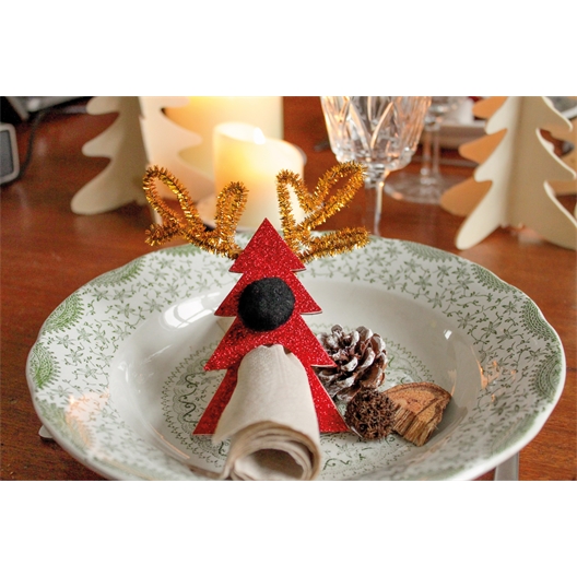 Lot de 4 ronds de serviette Sapin bois