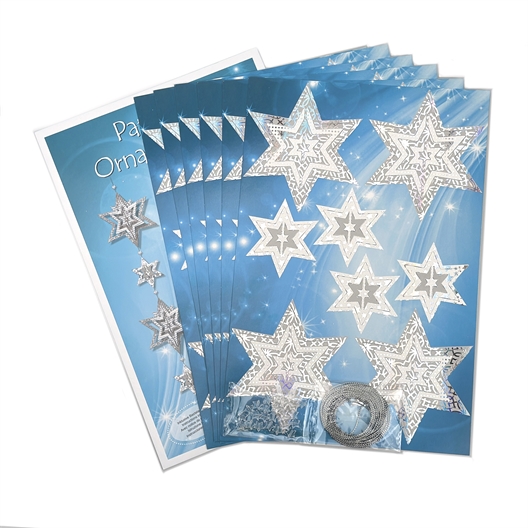 Set de 6 guirlandes étoiles argentées à suspendre