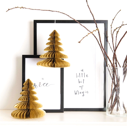Set de 2 sapins en papier doré