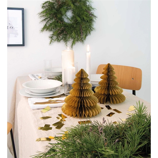 Set de 2 sapins en papier doré