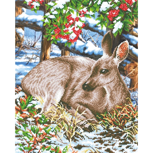 Kit broderie diamant La biche en hiver
