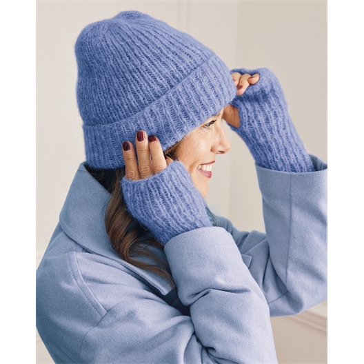 Kit bonnet et mitaines Stéphaline Rose