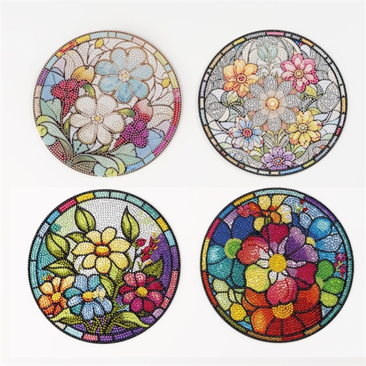 Kit broderie diamant 4 sets de table fleurs