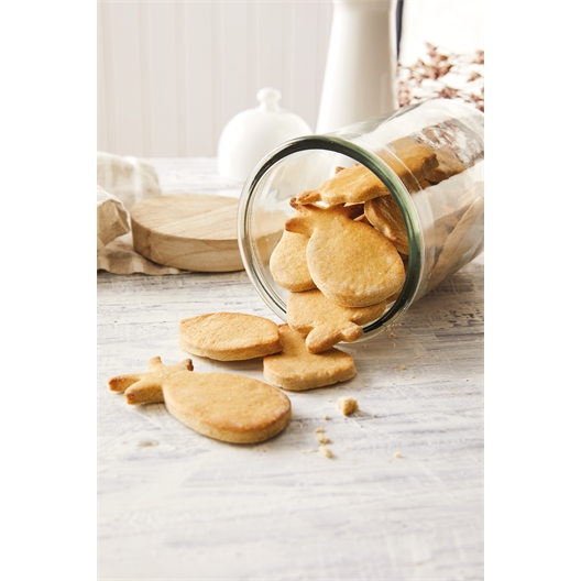 1 bocal et 6 emporte-pièces fruités