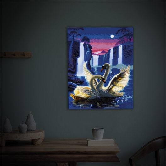 Kit perles à coller avec LED cygnes au clair de lune