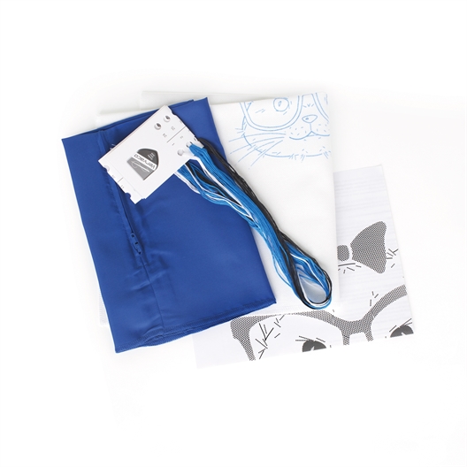 Kit coussin Chat aux lunettes bleues