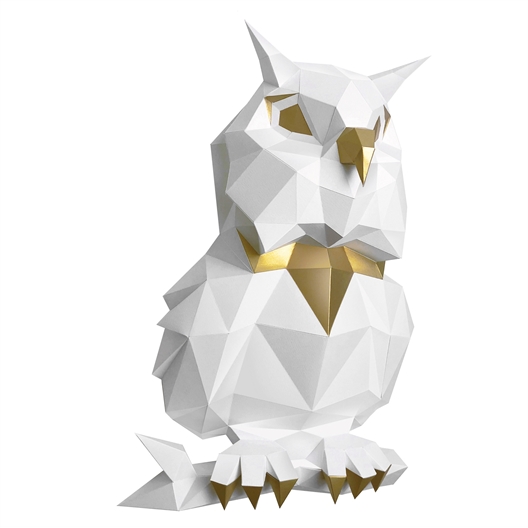 Kit sculpture en papier Hibou blanc