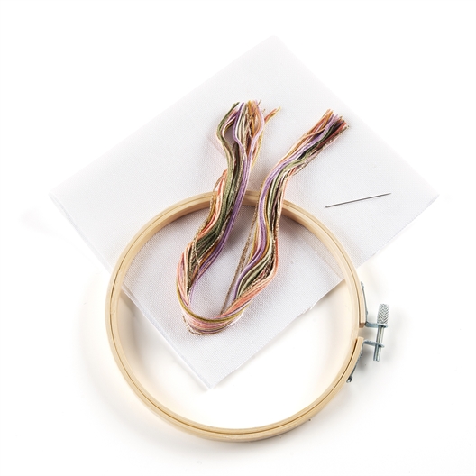 Kit broderie tambour arc-en-ciel