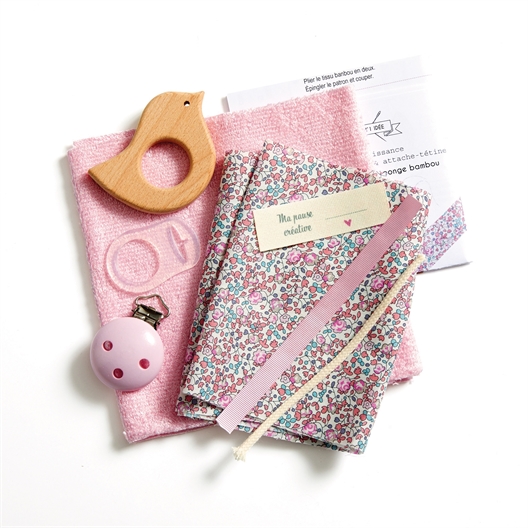 Kit couture Liberty hochet Oiseau rose