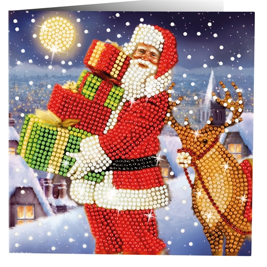 Lot de 2 kits carte broderie diamant (Père Noël + Nativité)