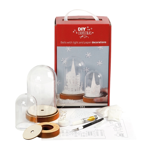Kit 2 cloches avec décoration village de Noël