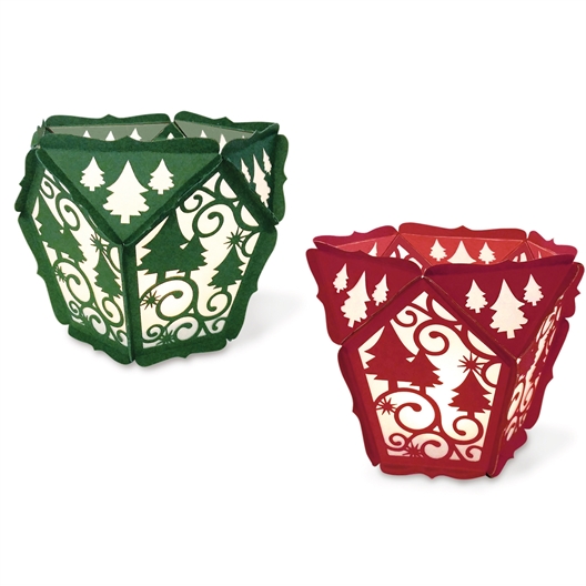 Set de 4 photophores de Noël rouge et vert