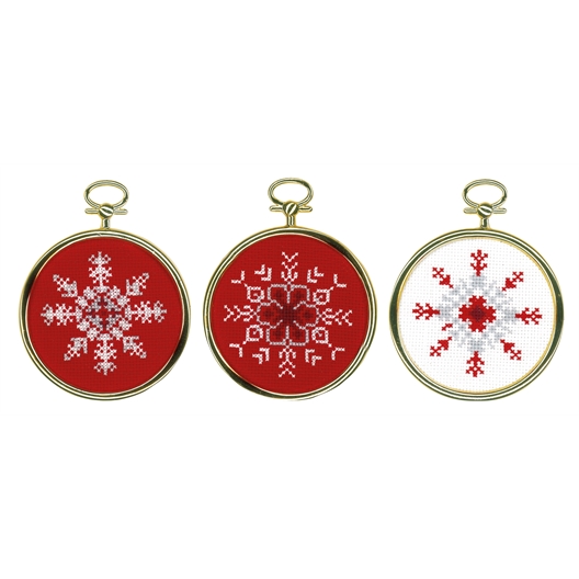 Set de 3 décorations flocon à broder
