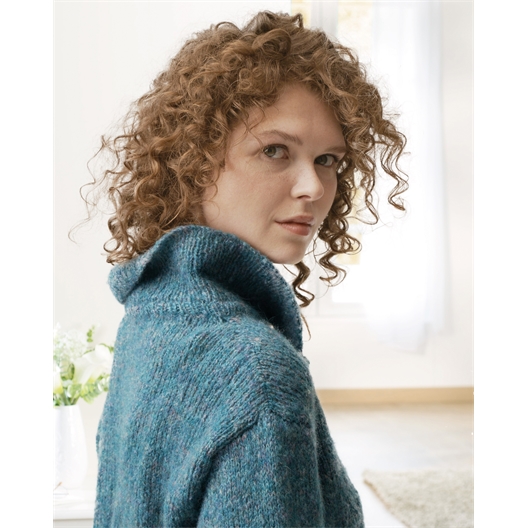 Modèle tricot Alpaca Aran pull col chemise n°2