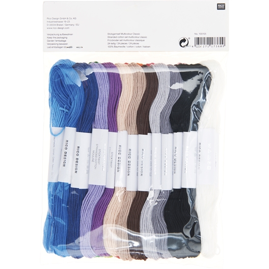 Kit de broderie : toile de lin + set de 24 fils moulinés