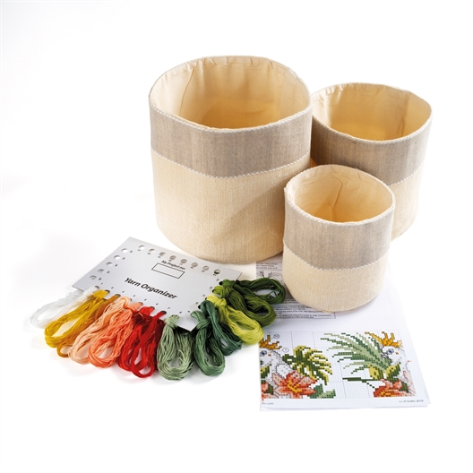 Set de 3 paniers à broder cacatoès