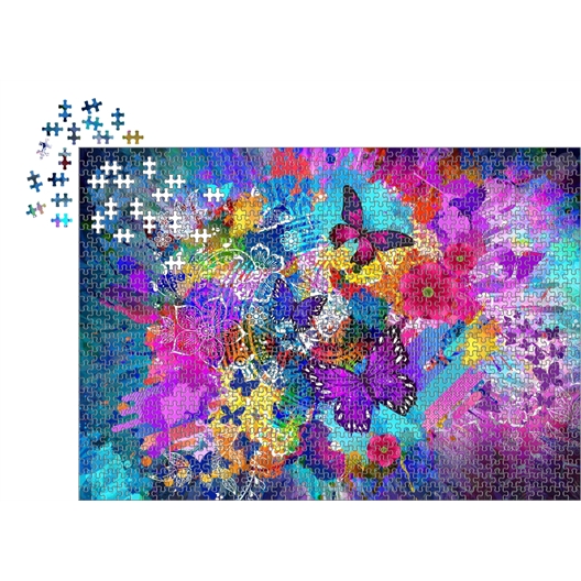 Puzzle 1000 pièces Fleurs et papillons
