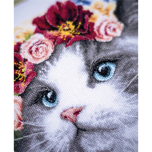 Kit point compté chats fleuris