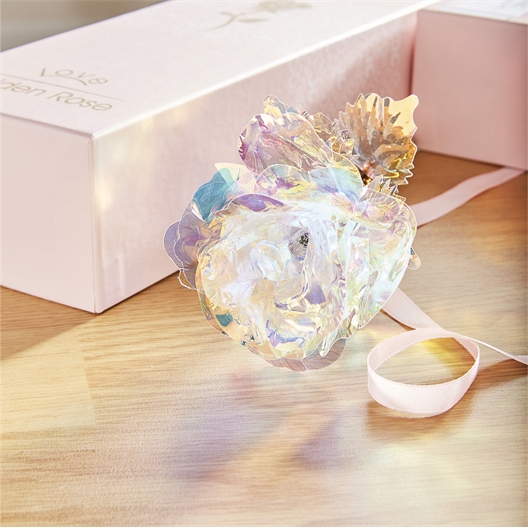 Rose dans son coffret : blanche ou violette