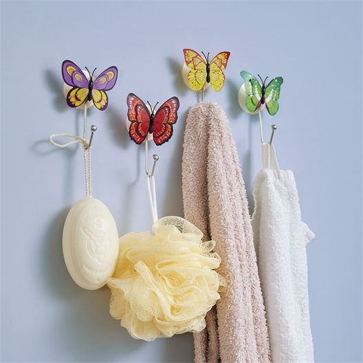 Lot de 4 crochets papillons