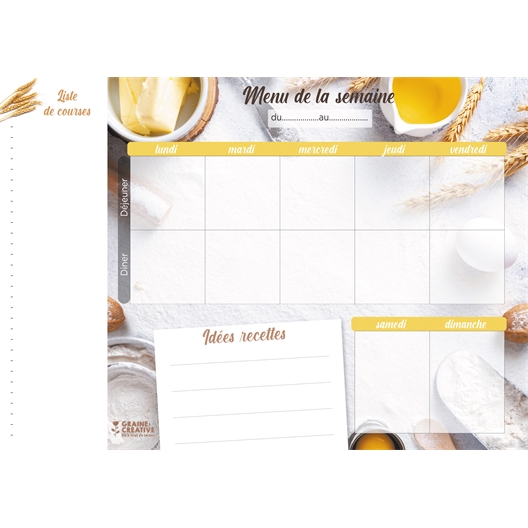 Planning des menus et liste de courses détachable