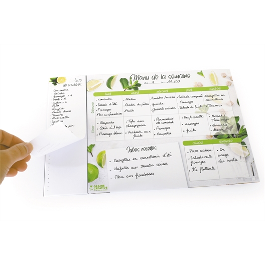 Planning des menus et liste de courses détachable