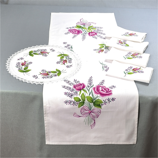 Linge de table lavande et roses