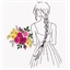 Kit broderie Jeune fille au bouquet