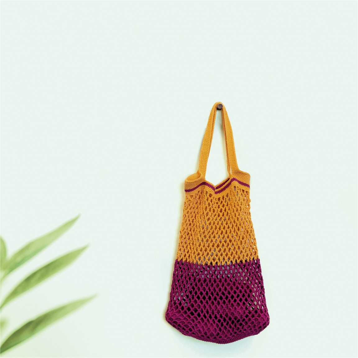 Kit filet de courses à crocheter Parme/Jaune L'Atelier de Lucie