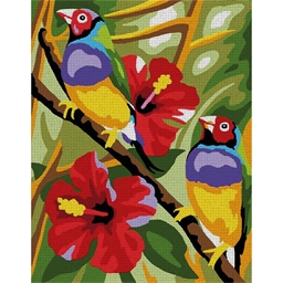 Kit tableau canevas Oiseaux tropicaux