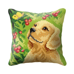 Kit coussin canevas Bébé labrador