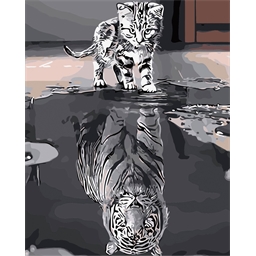 Peinture par numéros Chat et reflet tigre