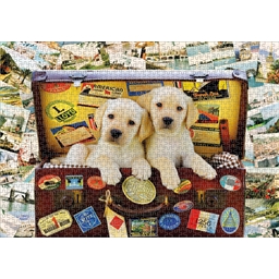 Puzzle 1000 pièces Chiots en voyage