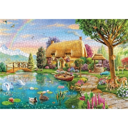 Puzzle 1000 pièces Cottage au bord de l'étang