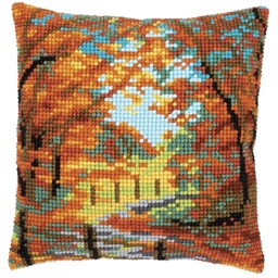 Kit coussin canevas chemin automnal