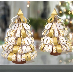 Set de 2 sapins en papier à assembler blanc et doré