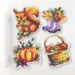 Set de 4 magnets à broder Automne