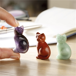 Statuette chat pierre Aventurine verte