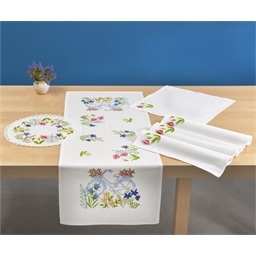 Linge de table bicyclette et fleurs