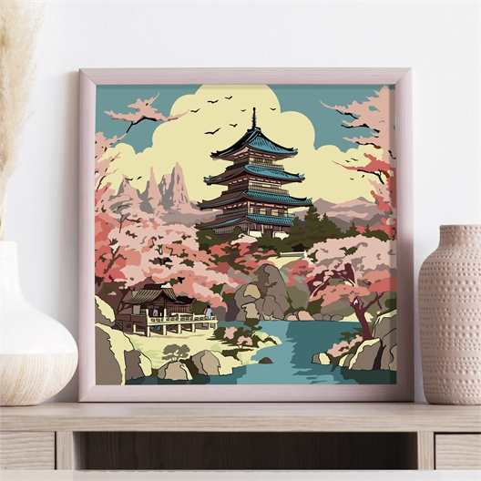 Set de 4 peintures collection soleil levant